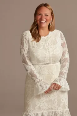 Lace Illusion Plus Short Dress With Flounce Trim -Kelly Shop 9SDWG0772 MIVYCHAMP DBSTU PROD8 44