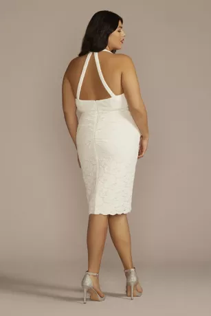 Short Ruched Scalloped Lace Halter Dress 2 Short Ruched Scalloped Lace Halter Dress - Image 2