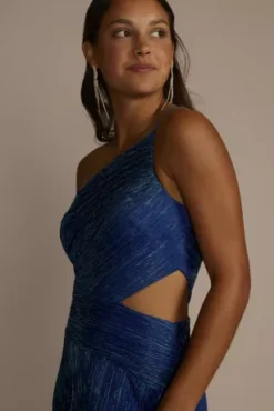 One Shoulder Metallic A-Line Dress With Cutout -Kelly Shop A25539 MROYALMULTI PRM PROD9 067 1