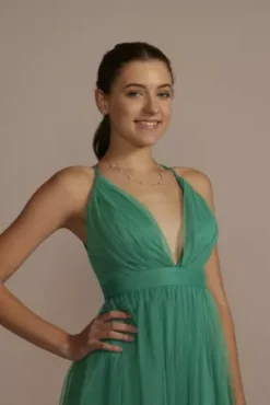 Tulle Dress With Plunge Neckline And Open Back -Kelly Shop ACE2229 MJADE PRM PROD10 067