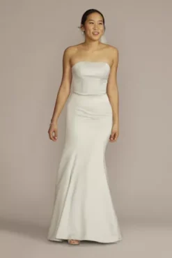 Satin Strapless Mermaid Wedding Dress