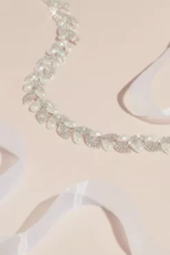 Pearl And Pave Crystal Laurel Leaves Sash -Kelly Shop BLT10155 MSILVER SASH PROD1 01