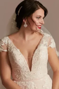 Cap Sleeve Pearl Tulle Wedding Dress With Low Back -Kelly Shop CWG889 IVYSTN OLEG PROD12 044