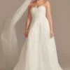 Strapless Pearl Applique Ball Gown Wedding Dress