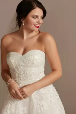 Strapless Pearl Applique Ball Gown Wedding Dress -Kelly Shop CWG892 IVORY OLEG PROD12 077