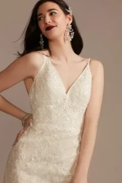 Strappy Beaded Applique Tulle Sheath Wedding Dress -Kelly Shop CWG904 IVYCHAMP OLEG PROD3 453