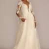 Illusion Button Back Lace Applique Wedding Gown