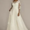 High Neck Long Sleeve Illusion Wedding Dress