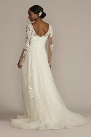 High Neck Long Sleeve Illusion Wedding Dress 2 High Neck Long Sleeve Illusion Wedding Dress - Image 2