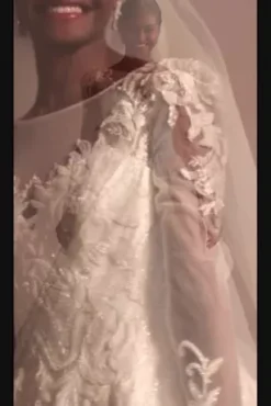 Beaded Lace And Satin Long Sleeve Wedding Dress -Kelly Shop CWG946 IVORY OLEG PROD10