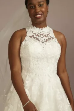 High Neck Lace Applique Tulle Wedding Dress 6 High Neck Lace Applique Tulle Wedding Dress -Kelly Shop CWG956 SFTWHTCOCOA OLEG PROD4 140