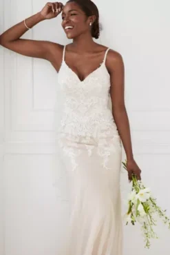 Appliqued Lace-Up Spaghetti Strap Wedding Dress 10 Appliqued Lace-Up Spaghetti Strap Wedding Dress -Kelly Shop CWG957 2 PDP Crop JAN19 1920x2880