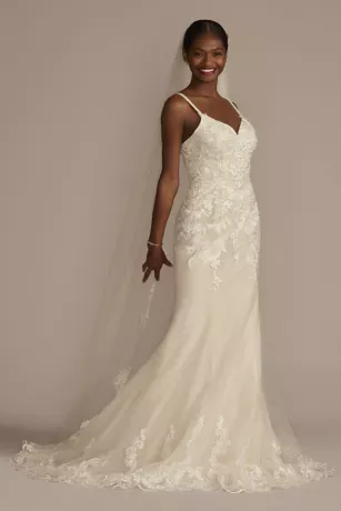 Appliqued Lace-Up Spaghetti Strap Wedding Dress 1 Appliqued Lace-Up Spaghetti Strap Wedding Dress