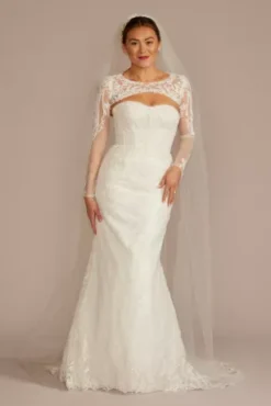 Beaded Lace Wedding Dress With Removable Sleeves