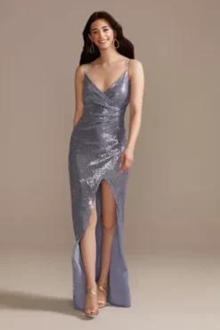 Allover Sequin V-Neck Sheath Gown With Slit 9 Allover Sequin V-Neck Sheath Gown With Slit -Kelly Shop CWP4423498 PERI PROM PROD5 019