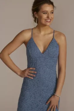 Glitter Stretch Lace V-Neck Sheath Gown -Kelly Shop CXL4186 NDENIM PROM PROD1 069