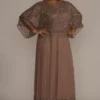 Cold Shoulder Ankle-Length Beaded Plus Size Dress
