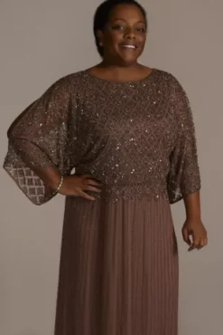 Cold Shoulder Ankle-Length Beaded Plus Size Dress -Kelly Shop D1985Q MMAUVE MOB PROD12 106