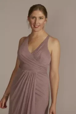 Glitter Knit Wrap Tank Dress With Skirt Slit -Kelly Shop D21NY22038 PINK PARTY PROD2 0124