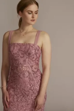 Square Neck Long Lace Dress With Illusion Waist -Kelly Shop D21NY22153V1 TEAROSE PARTY PROD2 071