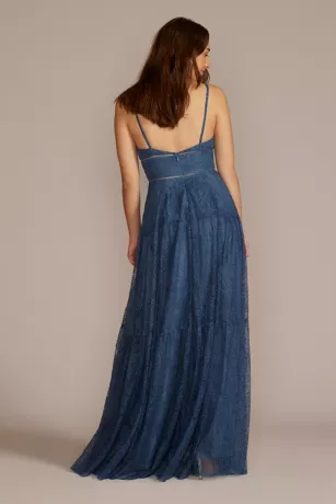 Floor Length V-Neck Allover Lace Gown 2 Floor Length V-Neck Allover Lace Gown - Image 2