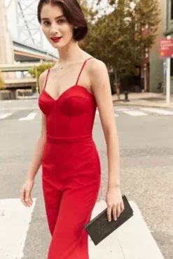 Stretch Crepe Corset Straight Leg Jumpsuit -Kelly Shop D21NY22179V1 1 PDP Crop JAN21 1920x2880