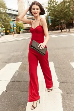 Stretch Crepe Corset Straight Leg Jumpsuit -Kelly Shop D21NY22179V1 2 PDP Crop JAN21 1920x2880