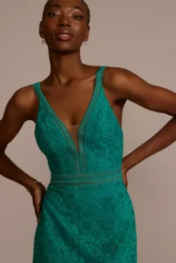 Allover Lace Illusion Plunge Gown -Kelly Shop D21NY22300V1 JADE PRTY PROD3 081