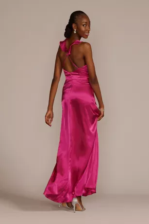 Floor Length Ruffle Charmeuse Gown 2 Floor Length Ruffle Charmeuse Gown - Image 2