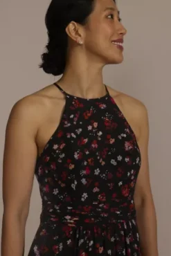 Floral Print Halter A-Line Dress With Slit -Kelly Shop D21NY22303V1 BLKMULT PRTY PROD4 120