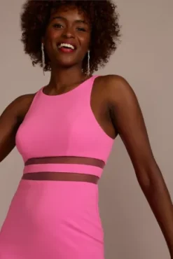 Crepe A-Line Dress With Illusion Waist 5 Crepe A-Line Dress With Illusion Waist -Kelly Shop D21NY22311 PETUNIA PRTY PROD4 063