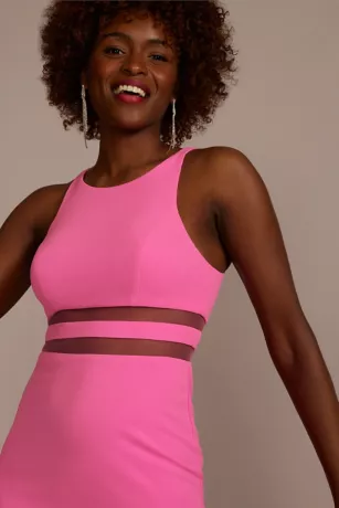 Crepe A-Line Dress With Illusion Waist 3 Crepe A-Line Dress With Illusion Waist - Image 3