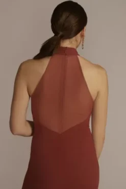 Stretch Crepe Halter Sheath Dress With Side Slit -Kelly Shop D21NY22404 CINNAMON PARTY PROD2 246