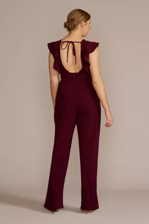 Plunging Ruffled Crepe Jumpsuit 2 Plunging Ruffled Crepe Jumpsuit - Image 2