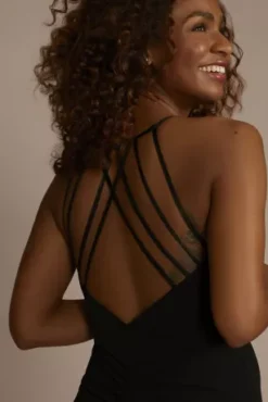 Strappy Back Crepe Sheath Dress With Slit -Kelly Shop D21NY22517 BLACK PRTY PROD7 1219