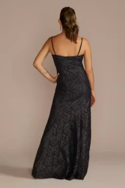 Metallic Foil Lace Mermaid With Cropped Popover 10 Metallic Foil Lace Mermaid With Cropped Popover -Kelly Shop D21NY22700 MIDNIGHT PRTY PROD9 895