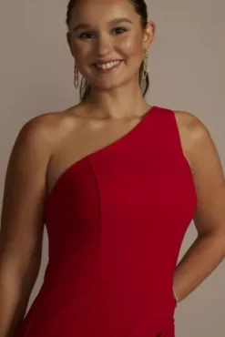 One-Shoulder Crepe Sheath With Slit -Kelly Shop D21NY23191V2 POPPY PRTY PROD10 1356