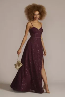 Sparkle Lace Dress With Corset Bodice