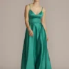 Satin Spaghetti Strap A-Line Prom Dress