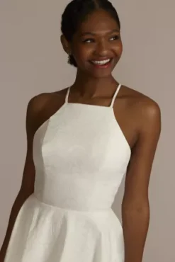 Floral Jacquard Halter Mini A-Line Dress -Kelly Shop D24NY22095V1 WHITE PARTY PROD2 087