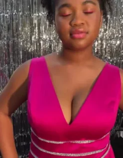 Embellished Waist Plunge Neck Mini A-Line Dress -Kelly Shop D24NY22122 PDP