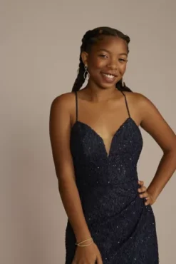 Glitter Illusion Lace A-line Dress With Pockets -Kelly Shop D24NY22622 NAVY PRM PROD11 048