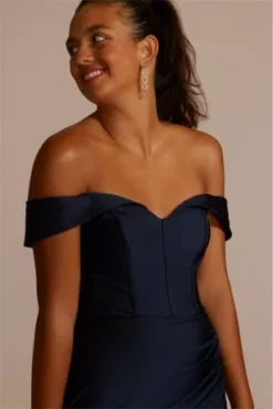 Sweetheart Off The Shoulder Stretch Satin Dress 6 Sweetheart Off The Shoulder Stretch Satin Dress -Kelly Shop D24NY22641 MIDNIGHT PRM PROD9 231 1