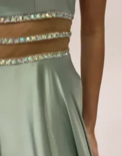 Charmeuse Halter A-line With Beaded Illusion Waist -Kelly Shop D24NY23001 PDP