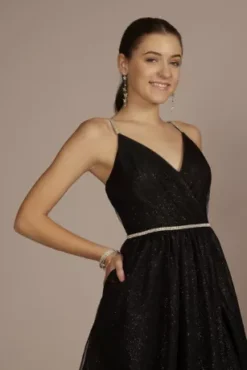 Glitter Tulle Ball Gown With Embellished Trim -Kelly Shop D24NY23022 BLACK PRM PROD10 044
