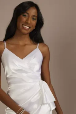 Mini Faux Wrap Charmeuse Sheath Dress -Kelly Shop D24NY23163V1 WHITE JRPRTY PROD2 1945