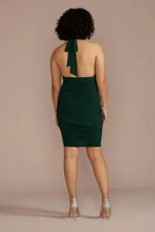 Short Ruched Jersey Halter Dress 2 Short Ruched Jersey Halter Dress - Image 2