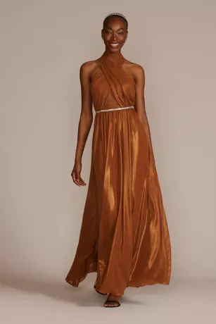 Beaded Chiffon Halter A-Line With Bodice Cutout 1 Beaded Chiffon Halter A-Line With Bodice Cutout