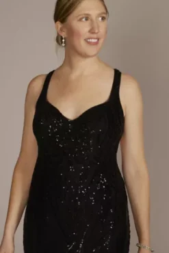 Patterned Stretch Sequin Mermaid Gown -Kelly Shop D28NY22293 BLACK PARTY PROD2 0046