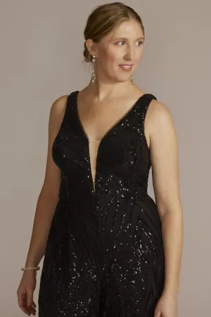 Wide Leg Allover Sequin Jumpsuit 3 Wide Leg Allover Sequin Jumpsuit - Image 3